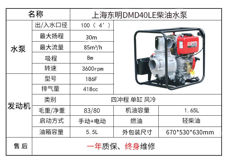 4寸柴油水泵参数